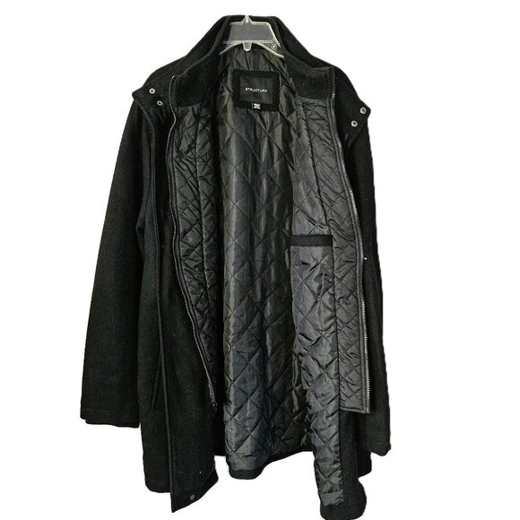 Vintage Structure Men's Wool Blend Heavly Lined Outdoor Pea Coat Size XXL/EEG - Picture 6 of 11